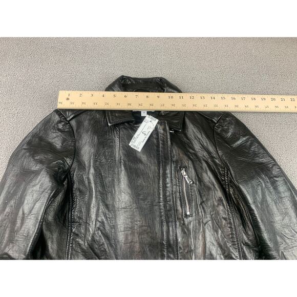 FRAME Denim Lamb Skin Moto Motorcycle Leather Biker Jacket Size Small - Picture 5 of 9